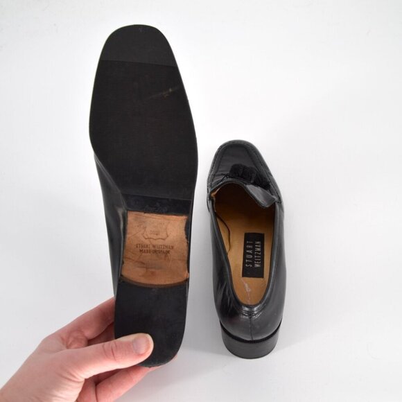 Stuart Weitzman Patent Leather Tassel Loafers Low Heel Slip On Black Women's 7.5 - Picture 6 of 8